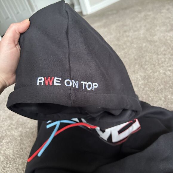 NWOT Overtime RWE On Top Black Hoodie Mens Large Cotton Graphic Sweatshirt - Picture 10 of 11